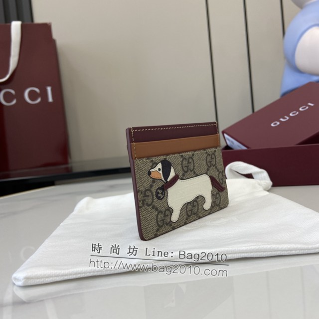 Gucci專櫃古馳最新款飾小狗細節GG迷你錢包卡夾卡包 jh2036型號：818769